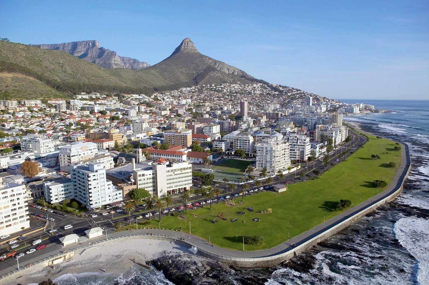 Large aerial view of sea point  cape town south africa