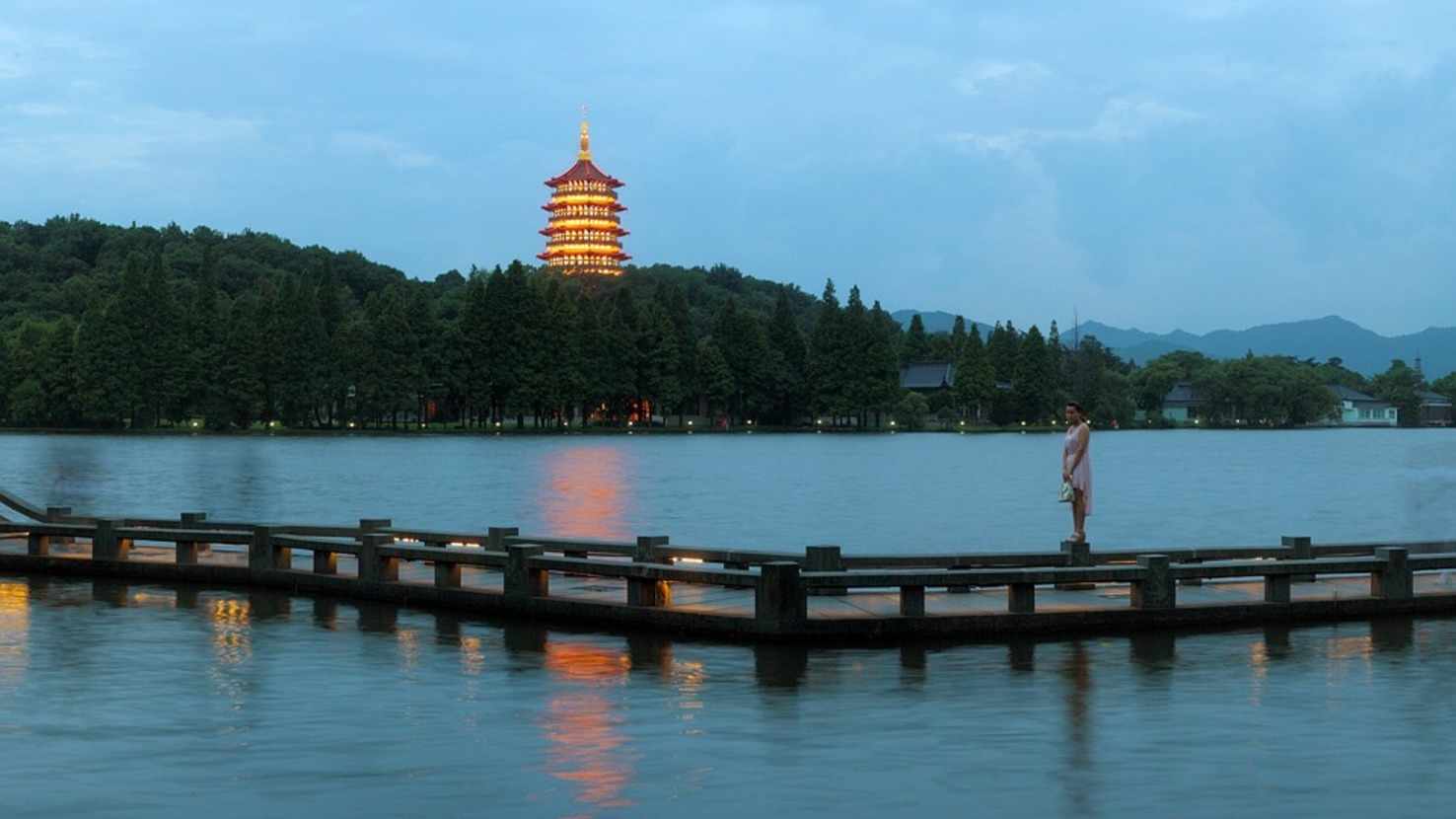 Large hangzhou west lake night