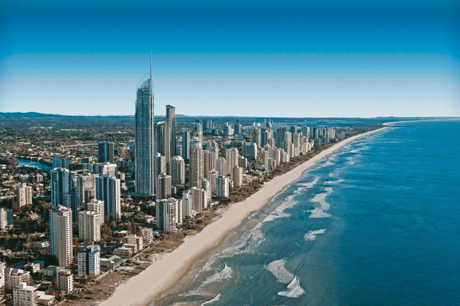 Large skyscraper beach city