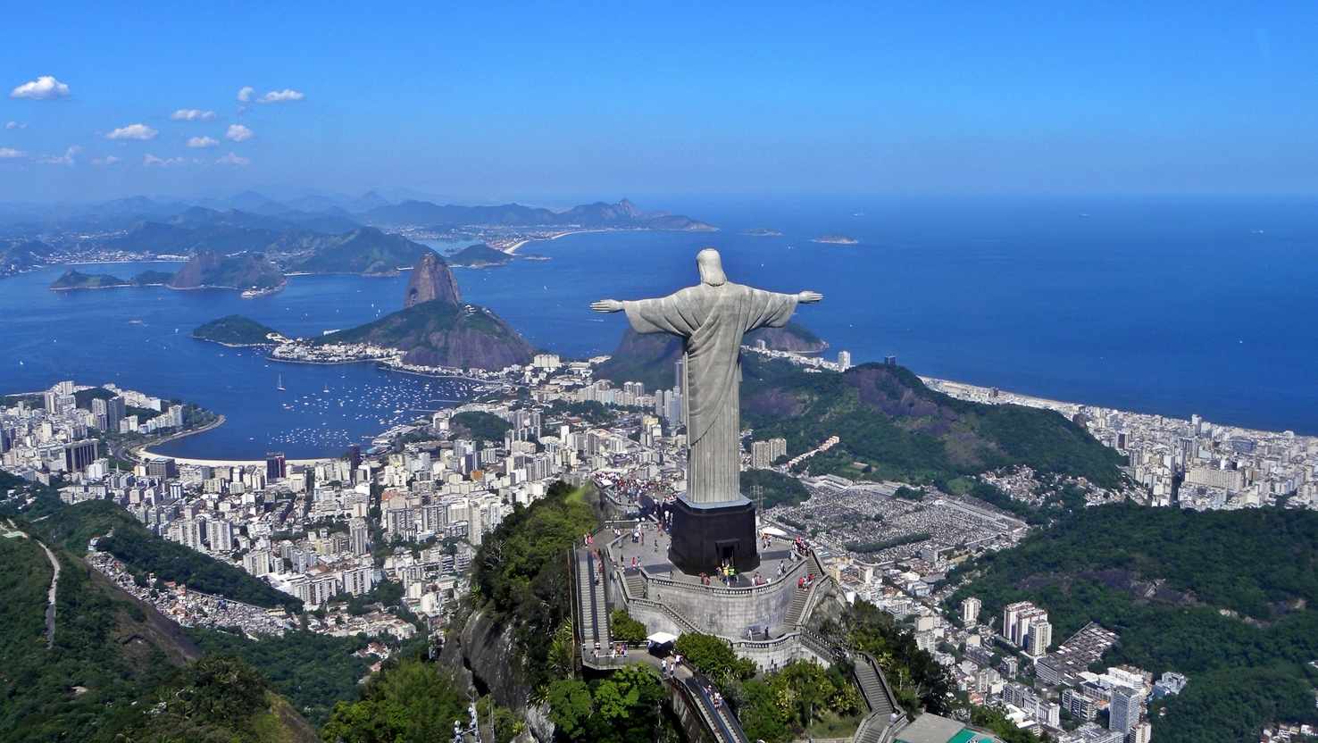Large christ on corcovado mountain